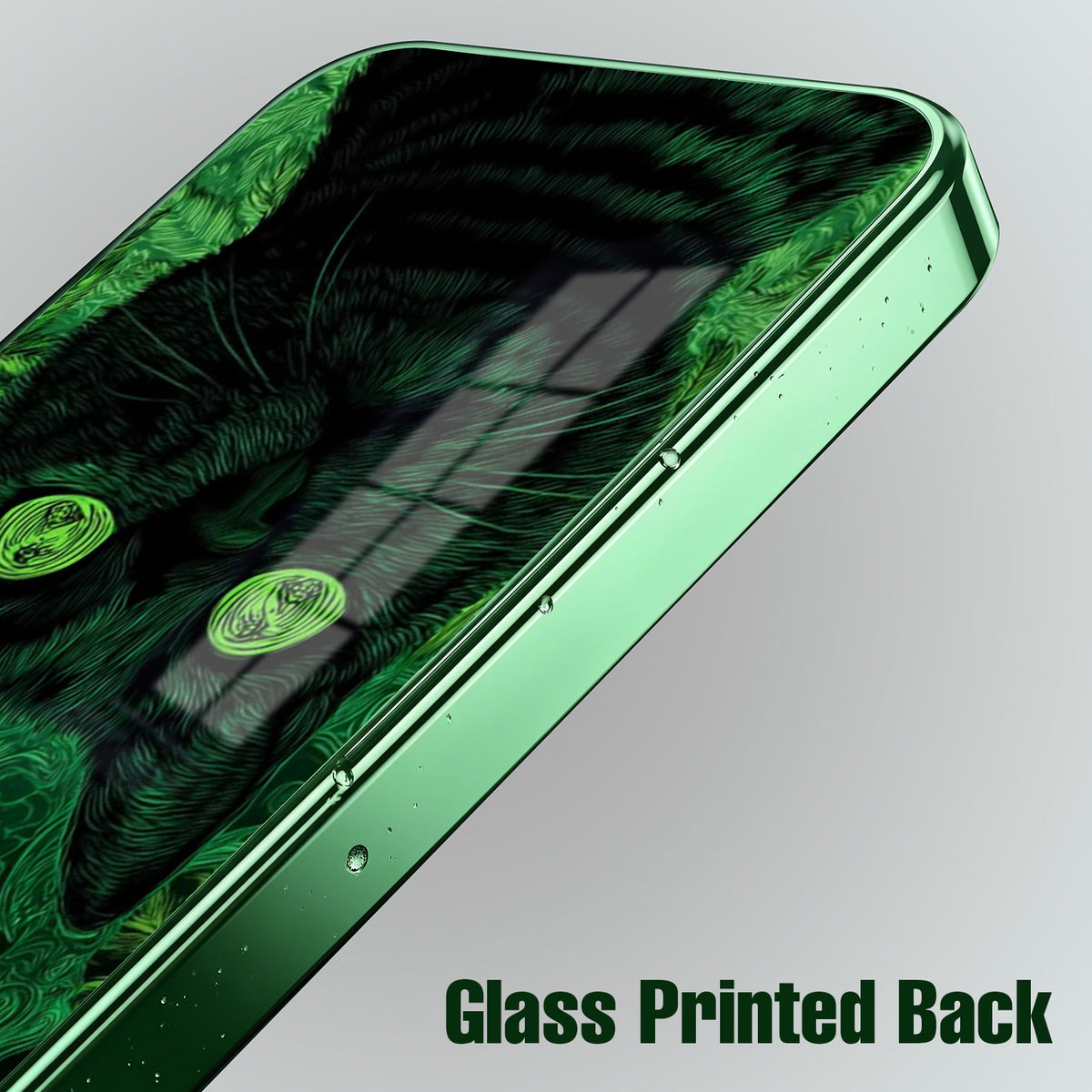 Vivo V70 5G Fantasy Cat Green Electroplated Glass Back Case