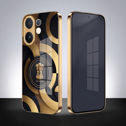 Vivo T4 Pro 5G Royal Emblem Gold Electroplated Glass Phone Back Case