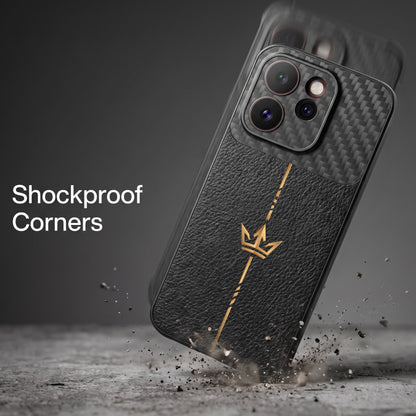 Oppo Reno 15 Pro Mini 5G Royal Stripe Carbon Fiber Leather Hybrid Back Case