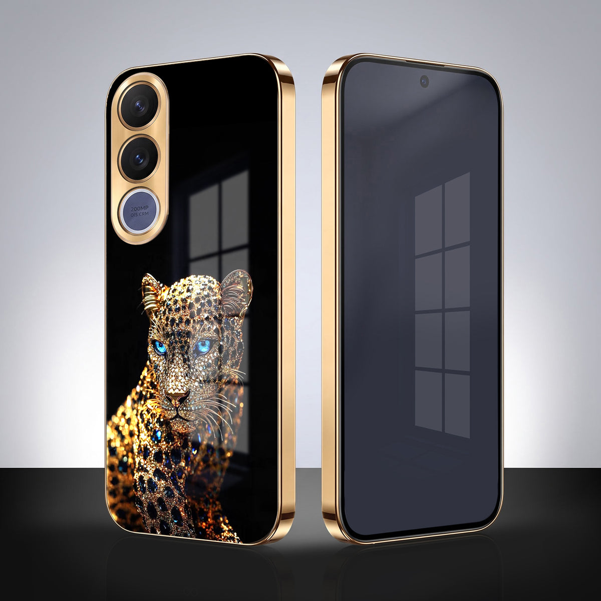 Vivo V70 FE 5G Panther Gold Electroplated Glass Phone Back Case