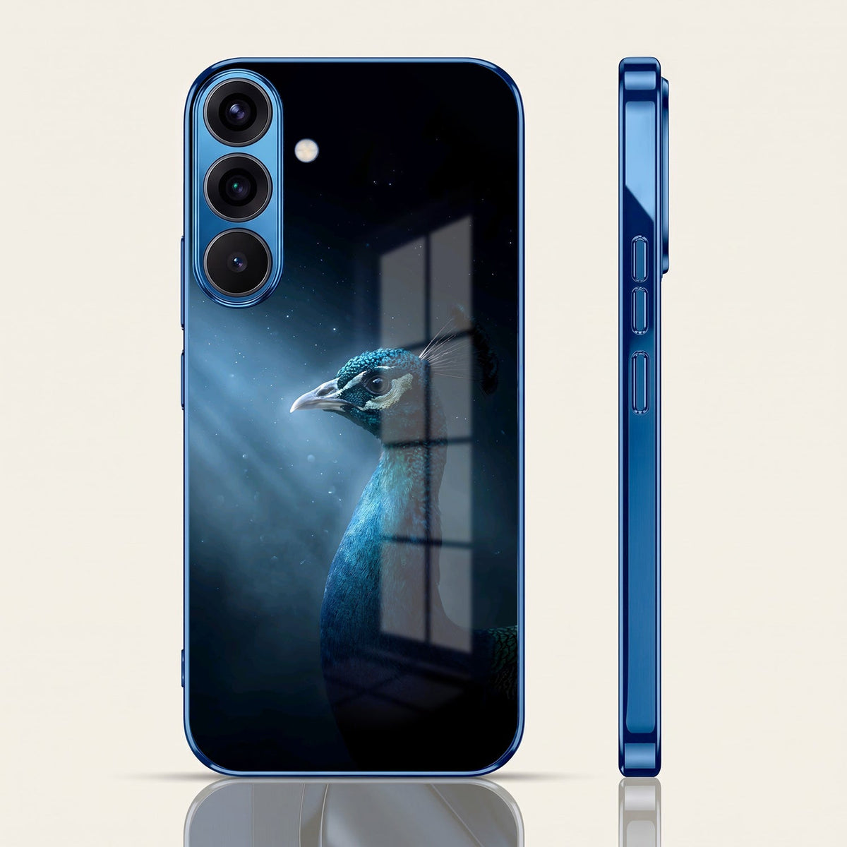 Samsung Galaxy A56 5G Royal Peacock Blue Electroplated Glass Phone Back Case