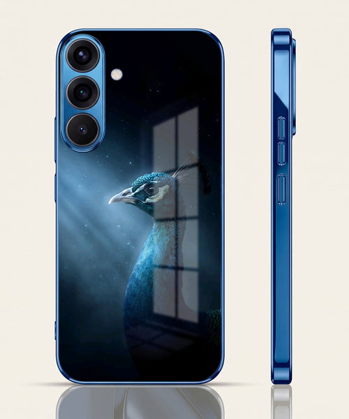 Samsung Galaxy A56 5G Royal Peacock Blue Electroplated Glass Phone Back Case