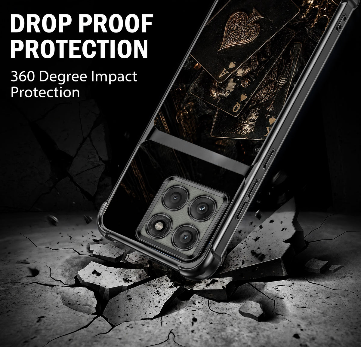 Motorola Edge 60 Pro 5G Gold Poker Cards Dual-Tone Transparent Airbags Case