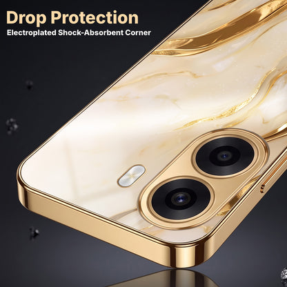 Oppo K14x 5G Marvel Texture Gold Electroplated Glass Phone Back Case
