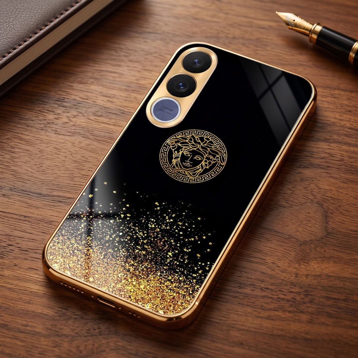 Vivo V70 FE 5G Medusa Head Gold Electroplated Glass Phone Back Case