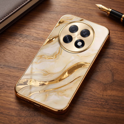 Oppo F31 Pro+ 5G Marvel Texture Gold Electroplated Glass Phone Back Case