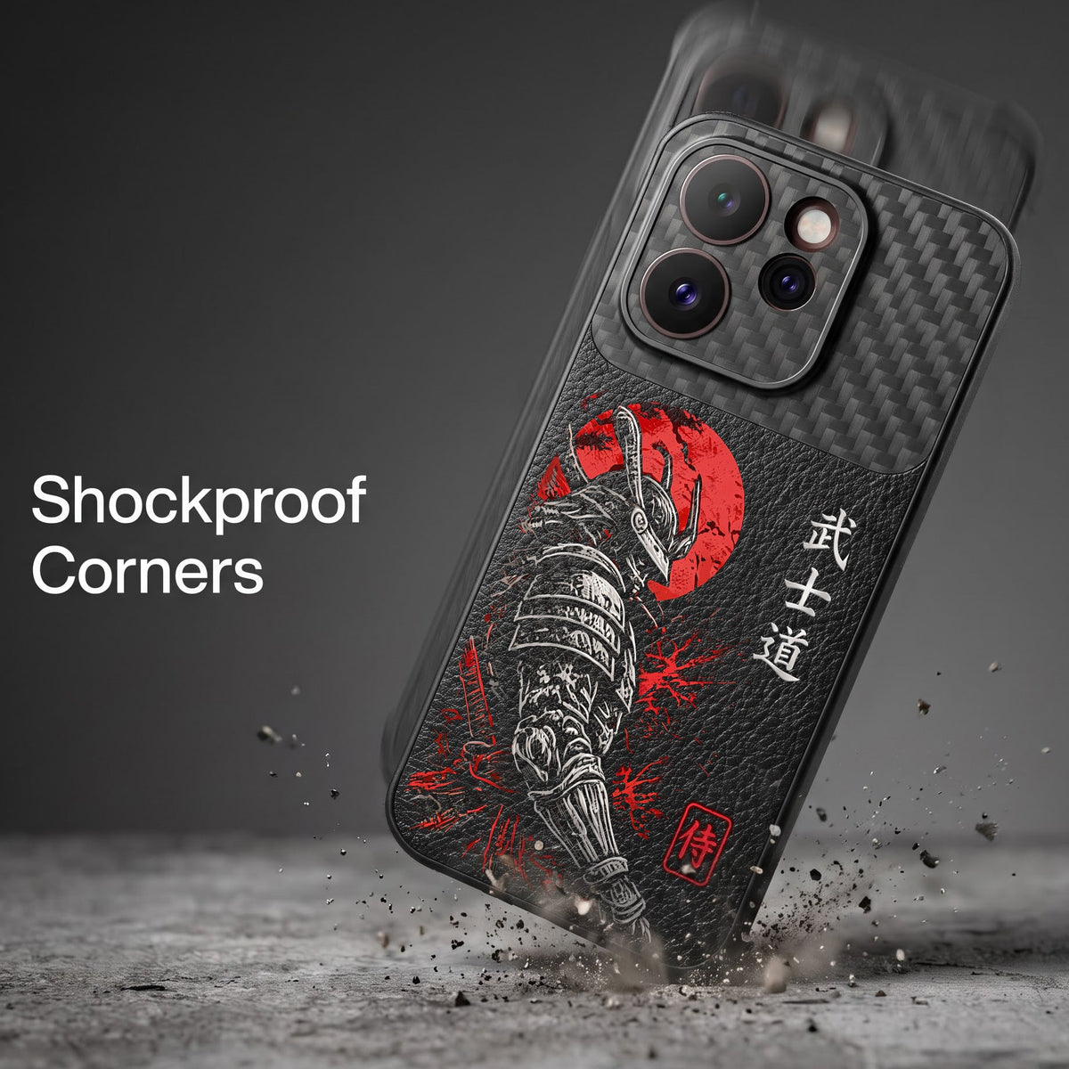 Oppo Reno 15 Pro Mini 5G Samurai Mask Carbon Fiber Leather Hybrid Back Case