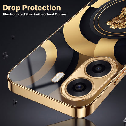 Oppo K14x 5G Royal Emblem Gold Electroplated Glass Phone Back Case