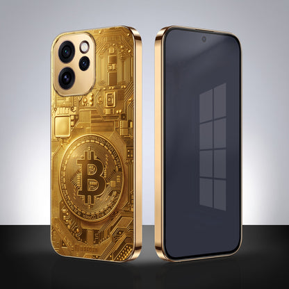 Oppo Reno 15 Pro Mini 5G Bitcoin Gold Electroplated Glass Phone Back Case