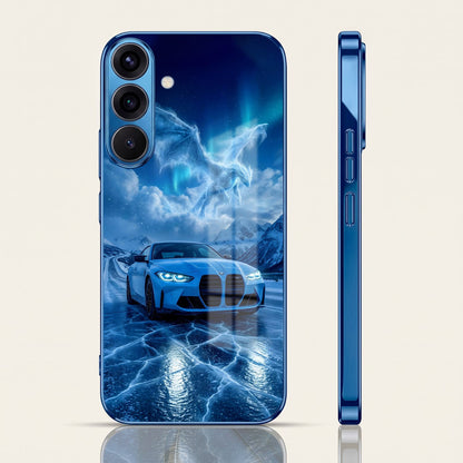 Samsung Galaxy A56 5G Ice Dragon GT Blue Electroplated Glass Phone Back Case