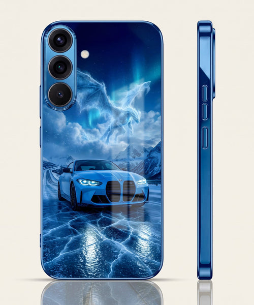 Samsung Galaxy A56 5G Ice Dragon GT Blue Electroplated Glass Phone Back Case