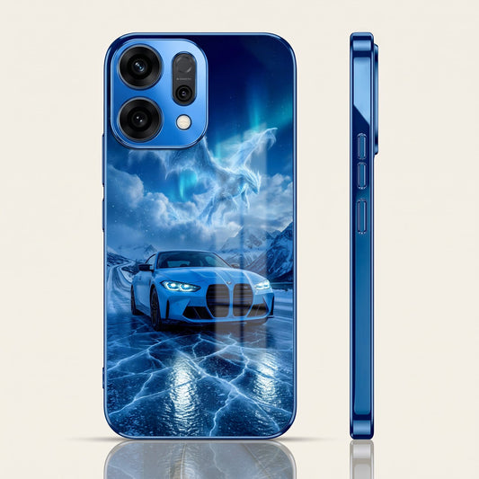 Oppo Reno 14 5G Ice Dragon GT Blue Electroplated Glass Phone Back Case