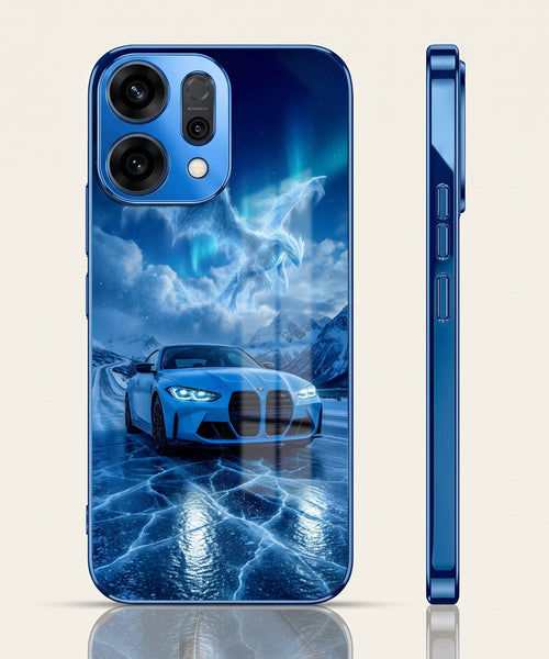 Oppo Reno 14 5G Ice Dragon GT Blue Electroplated Glass Phone Back Case
