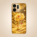 Oppo Reno 14 5G Golden Rose Elegance Gold Electroplated Glass Phone Back Case