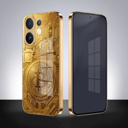 Vivo V60e 5G Bitcoin Gold Electroplated Glass Phone Back Case