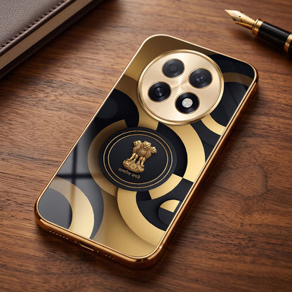 Oppo F31 Pro+ 5G Royal Emblem Gold Electroplated Glass Phone Back Case