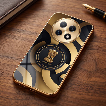 Oppo F29 Pro 5G Royal Emblem Gold Electroplated Glass Phone Back Case