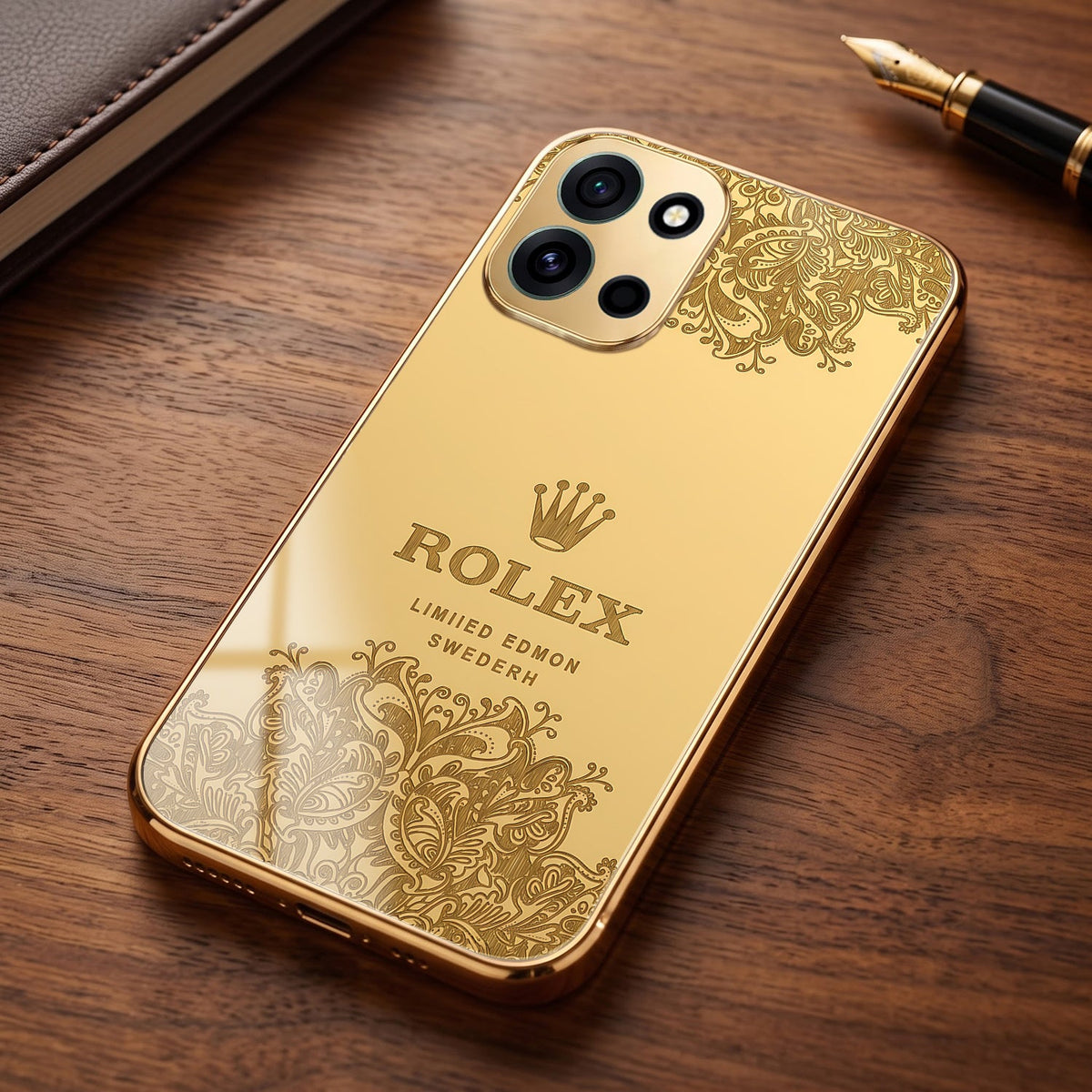 OnePlus Nord 6 5G Rolex Crown Gold Electroplated Glass Phone Back Case
