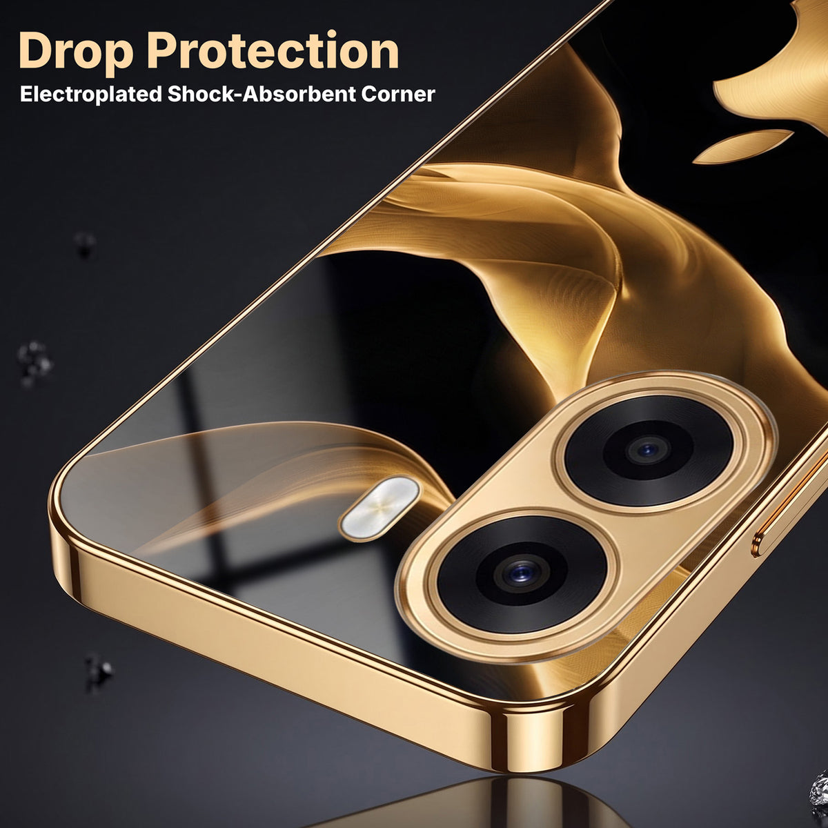 Oppo K14x 5G Luxury Wave Gold Electroplated Glass Phone Back Case