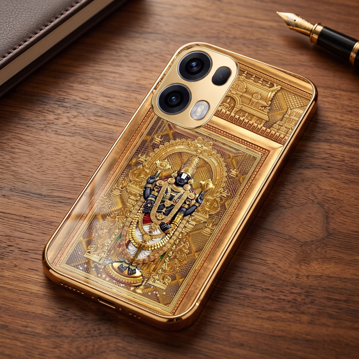 Oppo Reno 13 Pro 5G Premium Heritage Gold Electroplated Glass Phone Back Case