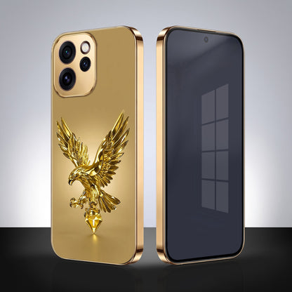 Oppo Reno 15 Pro Mini 5G Golden Eagle Gold Electroplated Glass Phone Back Case