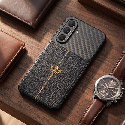 Samsung Galaxy A27 5G Royal Stripe Carbon Fiber Leather Hybrid Back Case