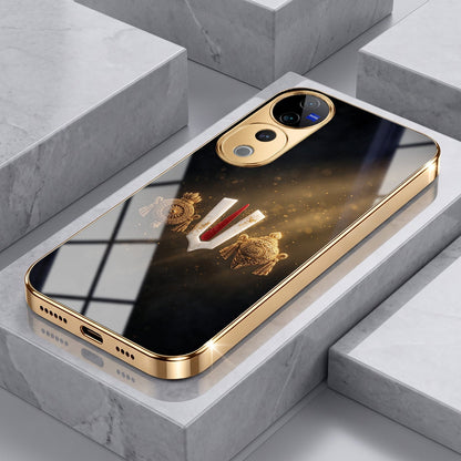 Vivo V40 Pro 5G Royal Heritage Edition Gold Electroplated Glass Phone Back Case