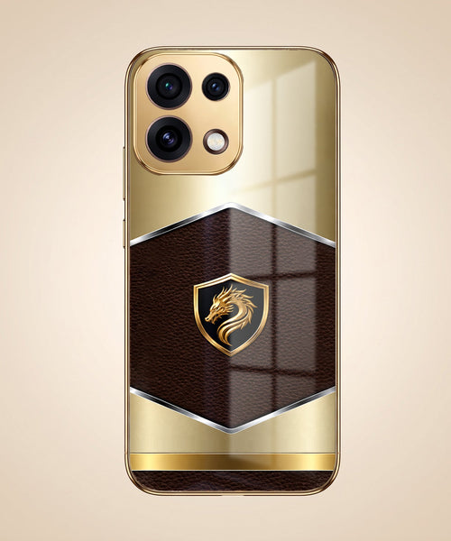 Oppo Reno 16C 5G Dragon Crest Gold Electroplated Glass Phone Back Case