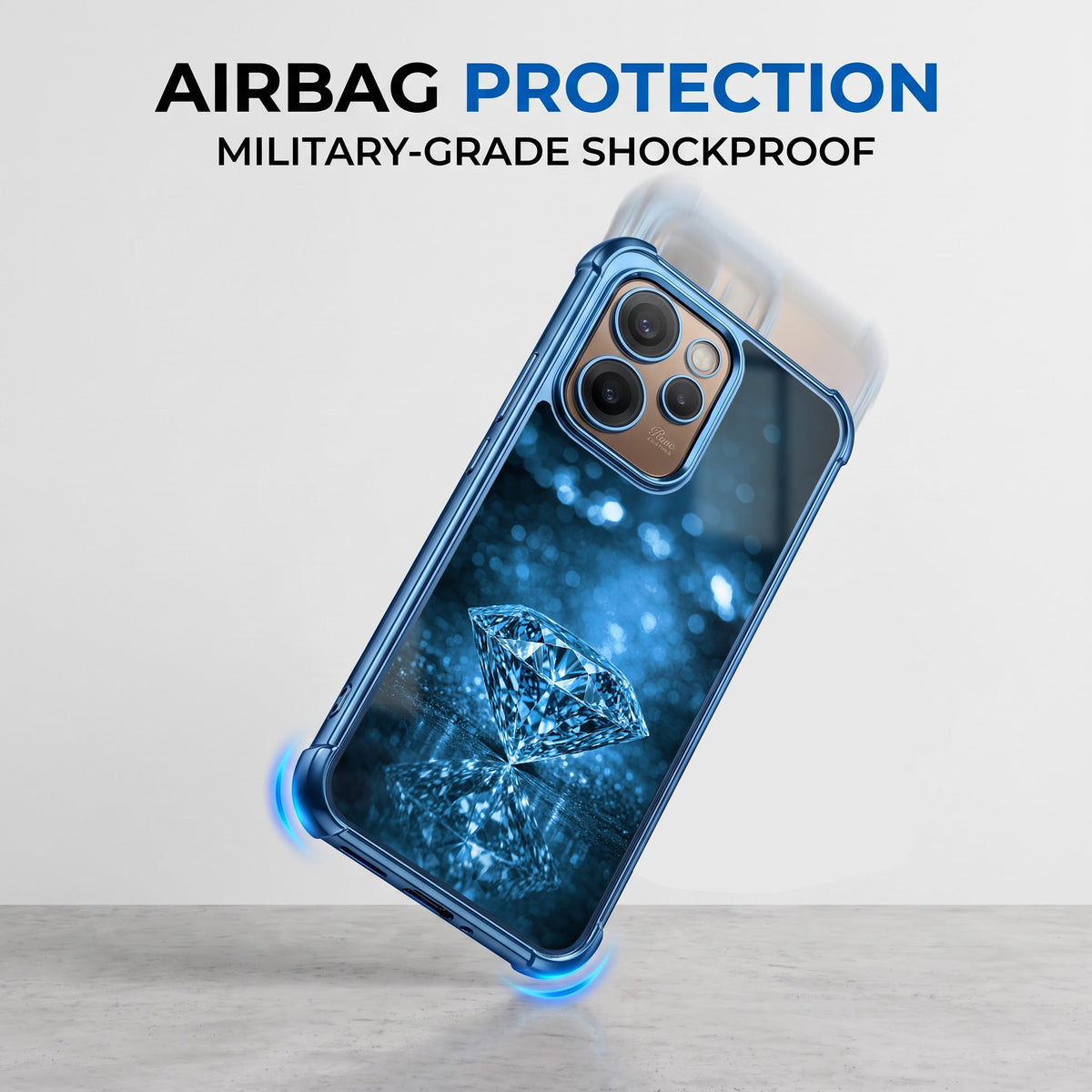 Oppo Reno 15 Pro Mini 5G Blue Diamond Airbags Printed Back Case