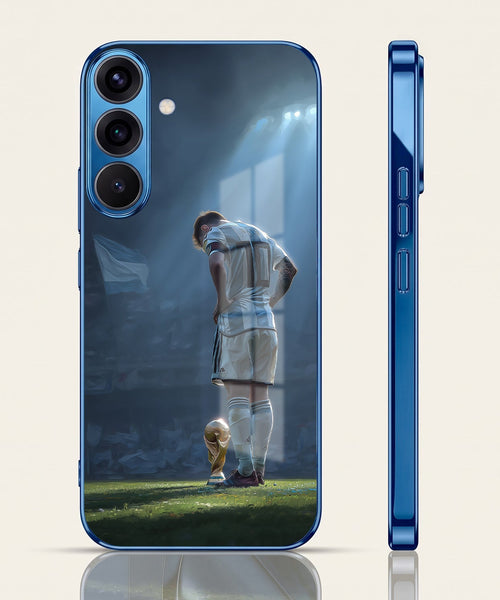 Samsung Galaxy A56 5G Football Champion Blue Electroplated Glass Phone Back Case