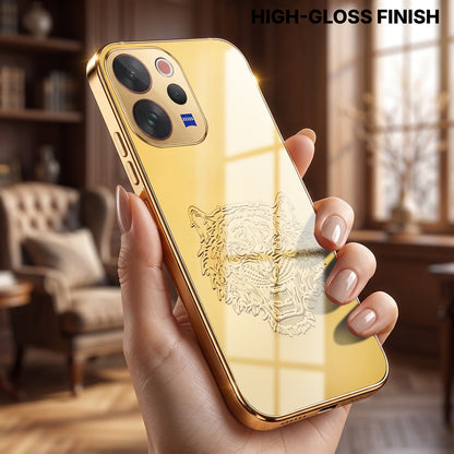 Vivo V70 5G Golden Tiger Face Gold Electroplated Glass Phone Back Case