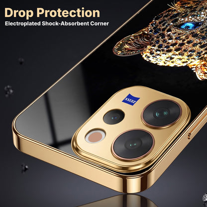 Vivo V70 5G Panther Gold Electroplated Glass Phone Back Case