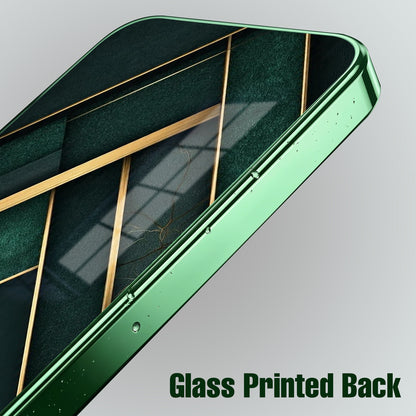 Vivo V70 5G Emerald Gold Geometric Green Electroplated Glass Back Case