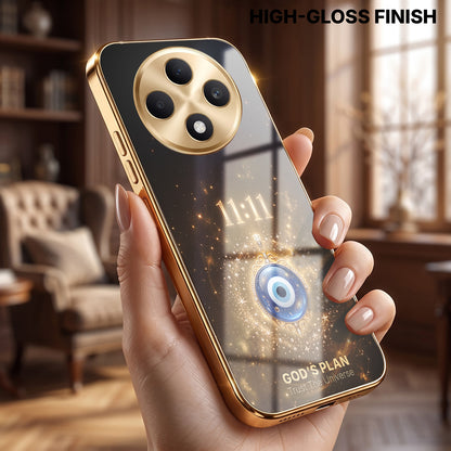 Oppo F27 5G God’s Plan Evil Eye Gold Electroplated Glass Phone Back Case
