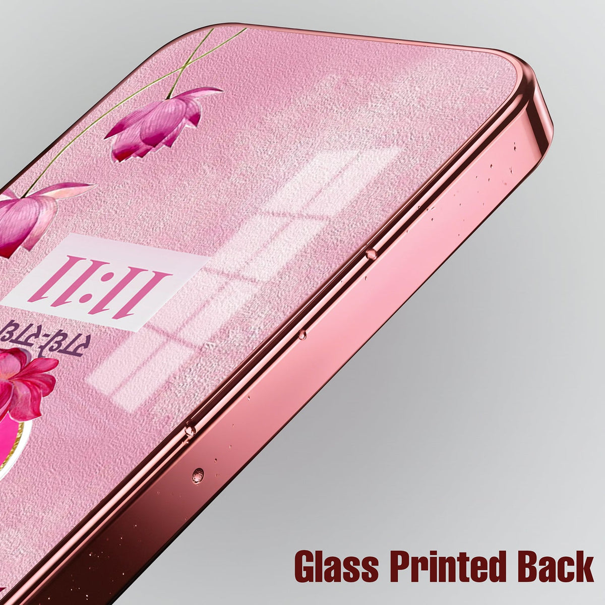 Vivo V70 FE 5G Luxury Radhe Radhe 11:11 Pink Electroplated Glass Phone Back Case