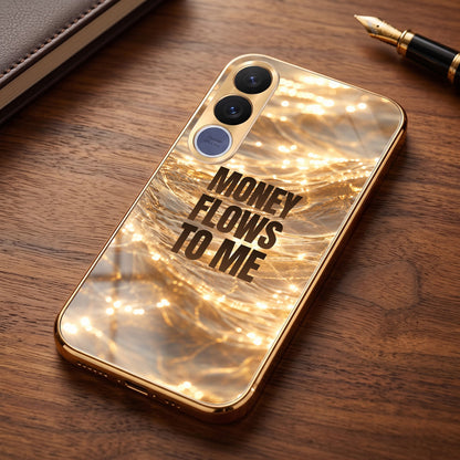 Vivo V70 FE 5G Money Flows To Me Gold Electroplated Glass Phone Back Case