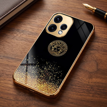 Oppo Reno 15 5G Medusa Head Gold Electroplated Glass Phone Back Case
