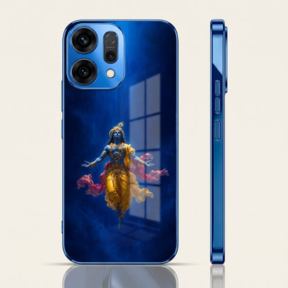 Oppo Reno 14 5G Lord Krishna Blue Electroplated Glass Phone Back Case
