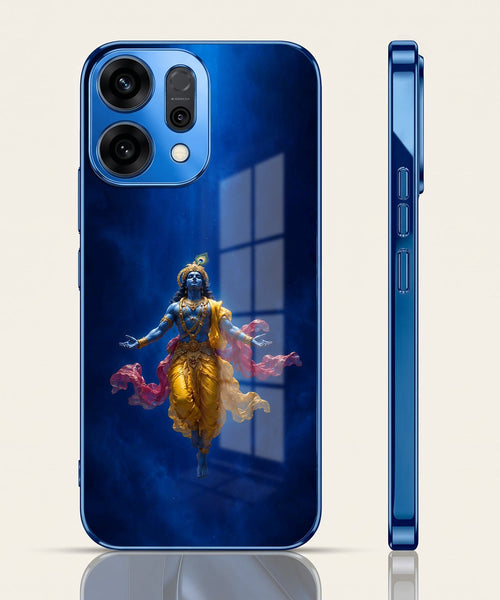 Oppo Reno 14 5G Lord Krishna Blue Electroplated Glass Phone Back Case