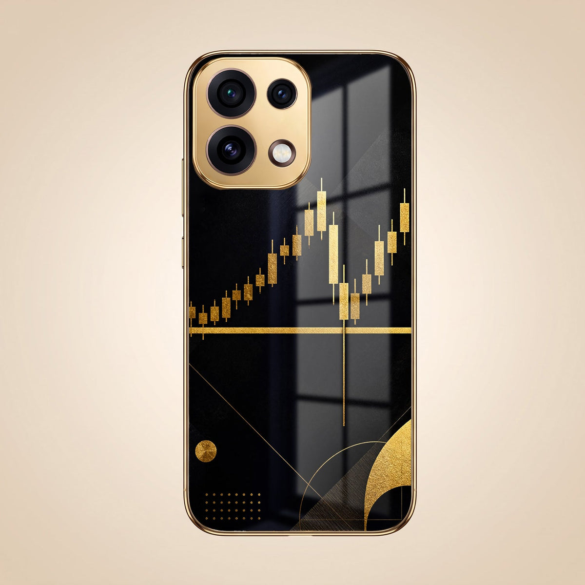 Oppo Reno 16C 5G Trading Candles Gold Electroplated Glass Phone Back Case