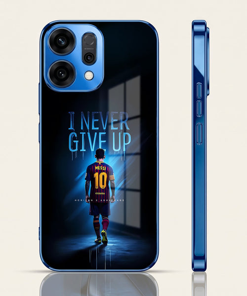 Oppo Reno 14 5G Never Give Up Blue Electroplated Glass Phone Back Case