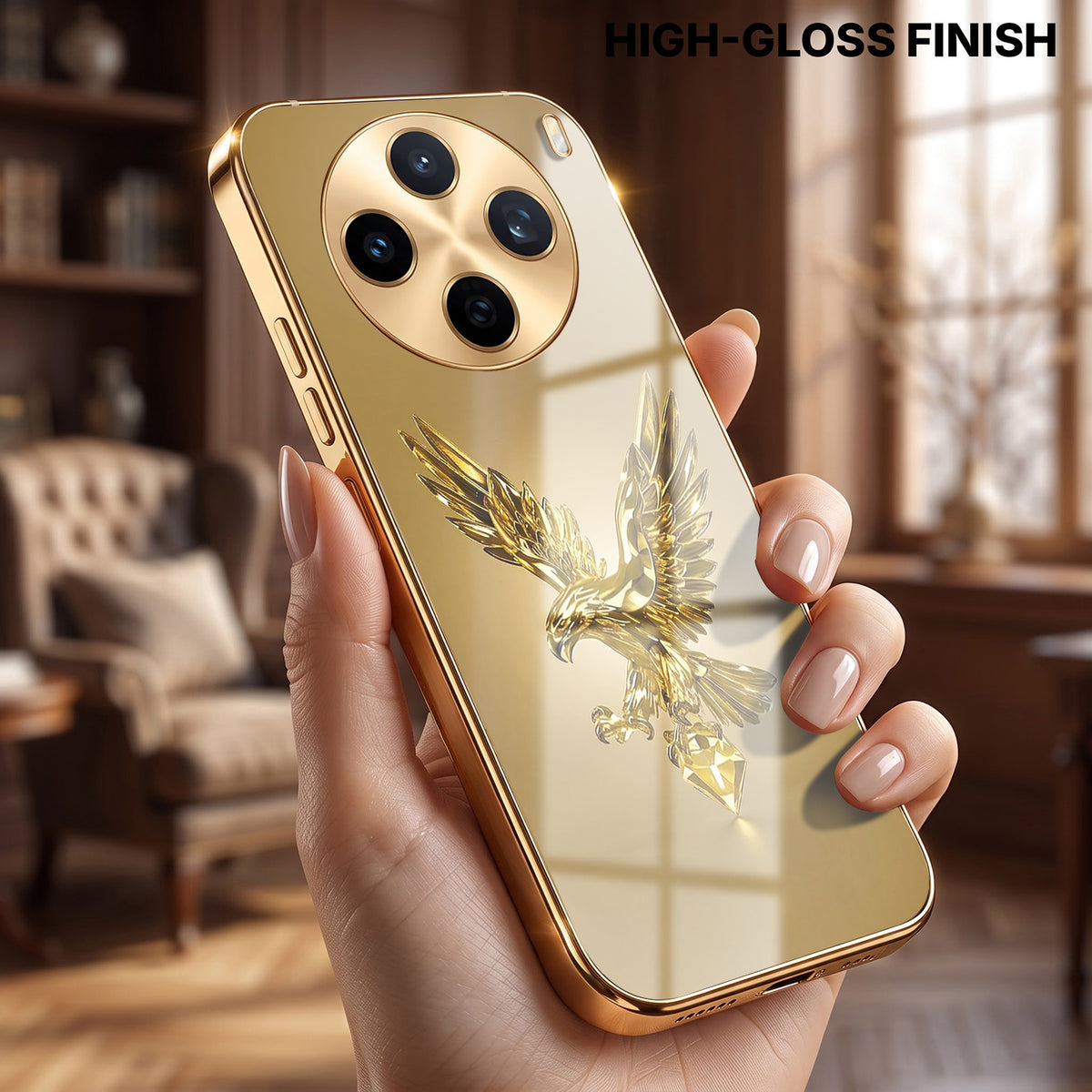 Vivo X200T 5G Golden Eagle Gold Electroplated Glass Phone Back Case