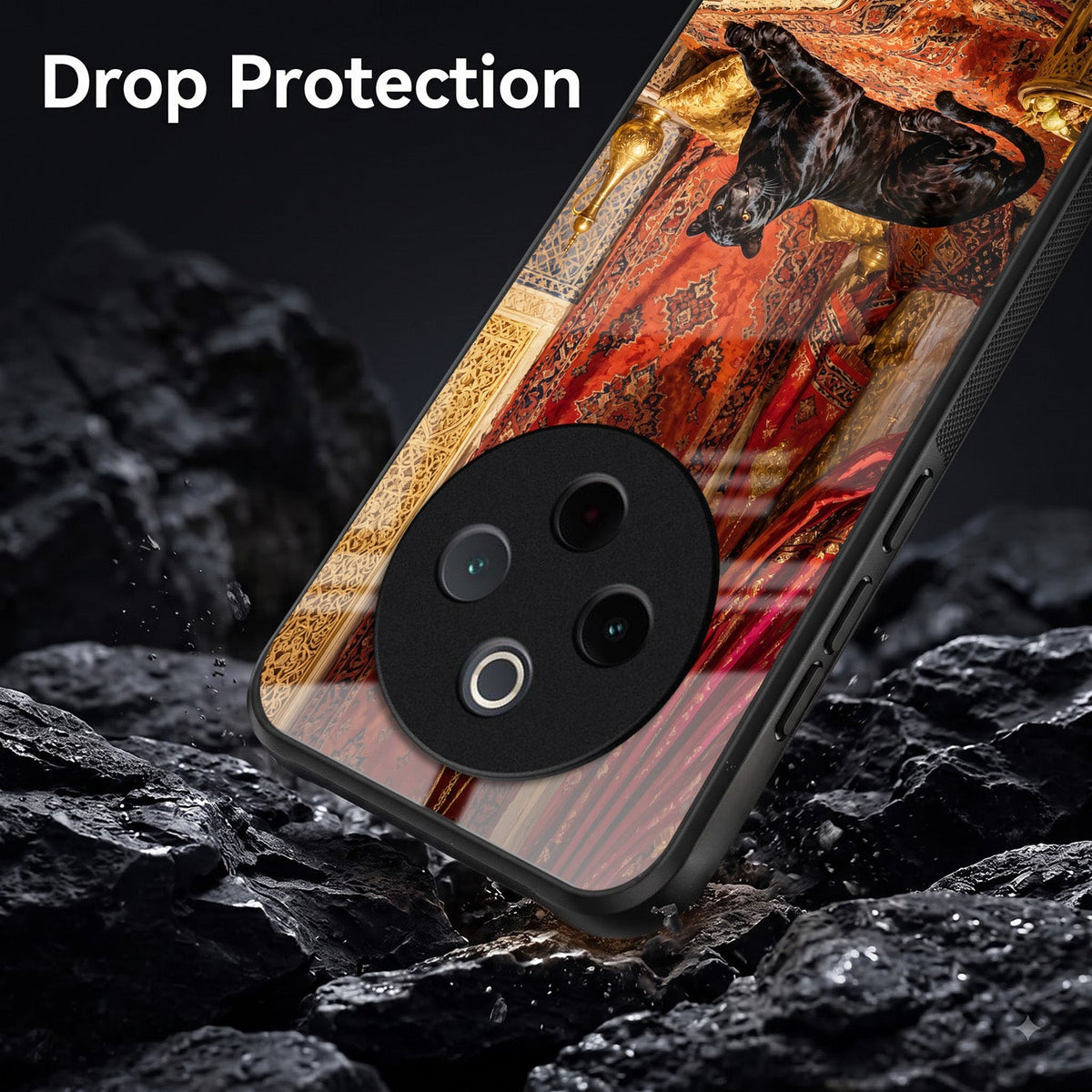 Vivo T4 5G Royal Black Panther Acrylic Glass Back Case