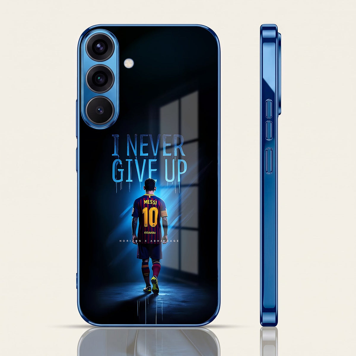Samsung Galaxy A36 5G Naver Give Up Blue Electroplated Glass Phone Back Case