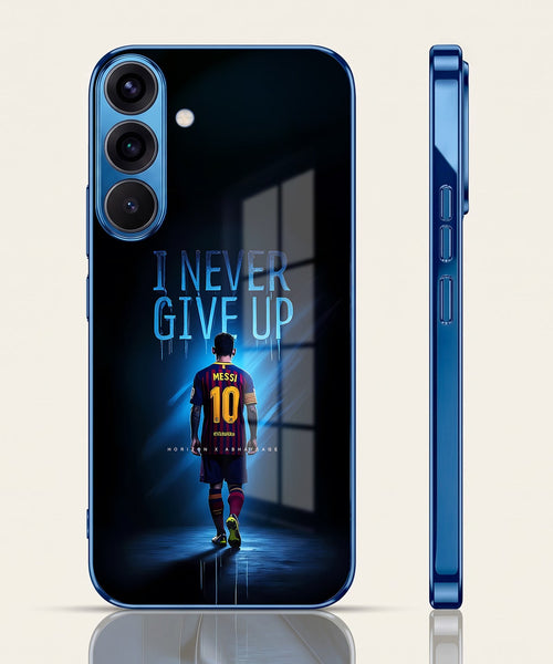 Samsung Galaxy A36 5G Naver Give Up Blue Electroplated Glass Phone Back Case