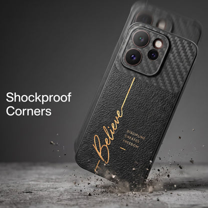 Oppo Reno 15 Pro Mini 5G Belive Quote Carbon Fiber Leather Hybrid Back Case