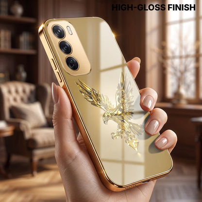 Oppo Reno 12 Pro 5G Golden Eagle Gold Electroplated Glass Phone Back Case