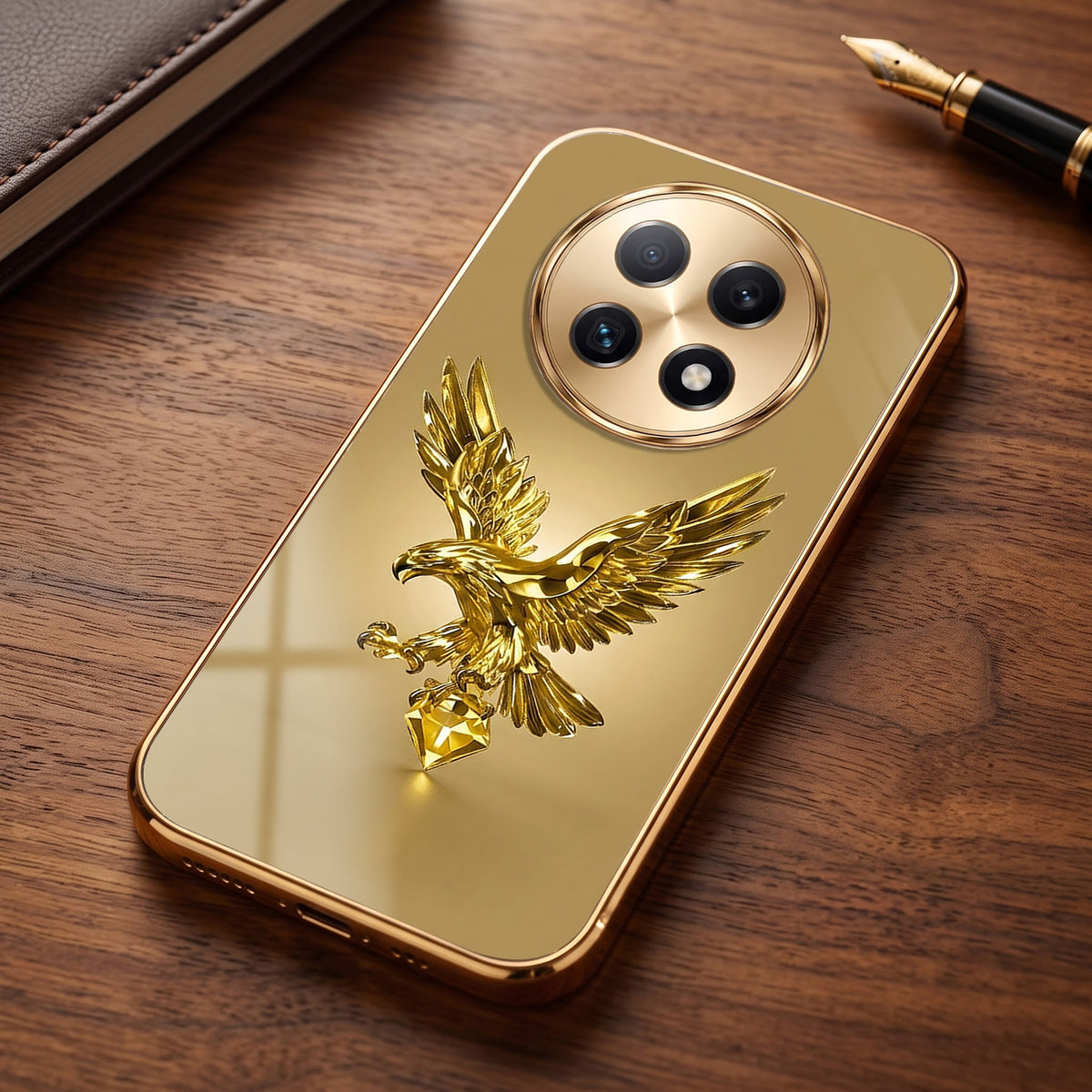 Oppo F29 Pro 5G Golden Eagle Gold Electroplated Glass Phone Back Case