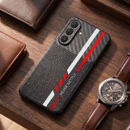 Samsung Galaxy A37 5G Sporty Stripe Focus Carbon Fiber Leather Hybrid Back Case