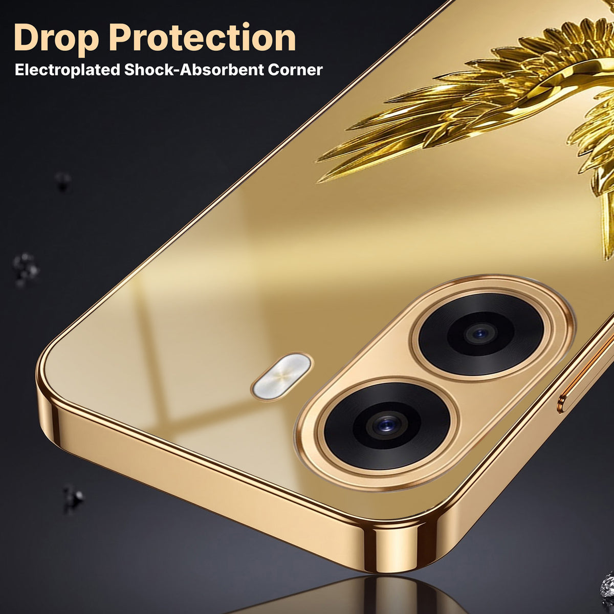 Oppo K14x 5G Golden Eagle Gold Electroplated Glass Phone Back Case